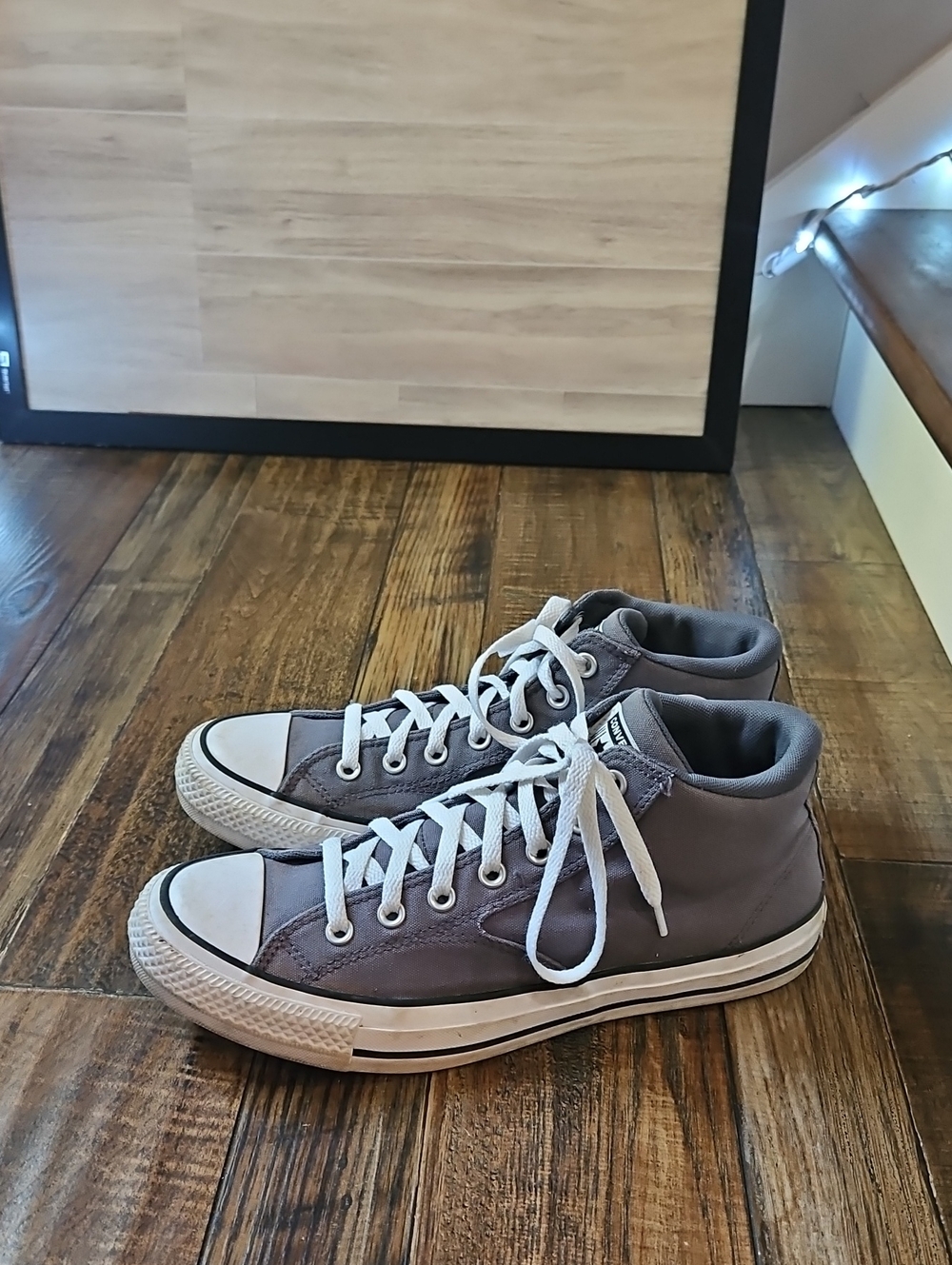 Converse Chuck Taylors Mid Top Sneakers in Gray and White